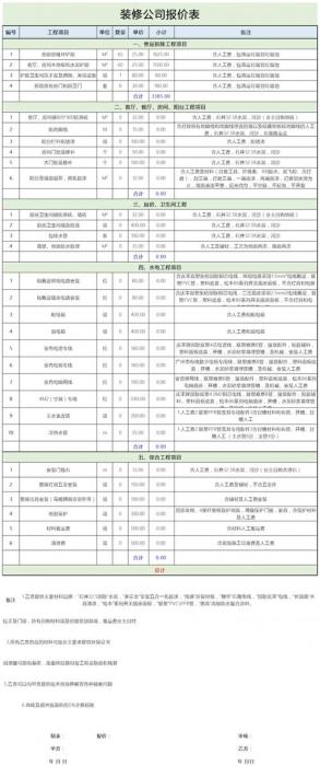 装修报价单范本
