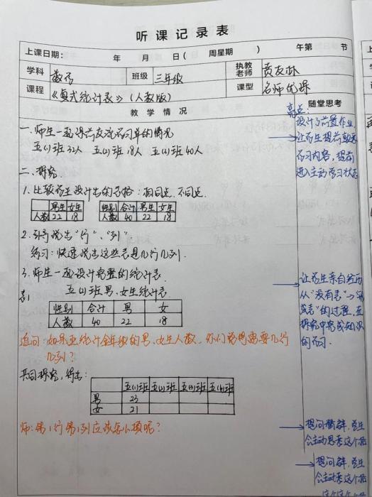 复式统计表教学设计